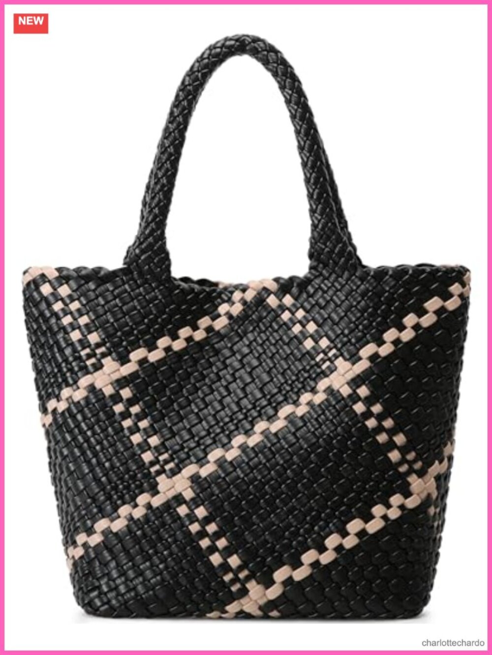 Woven Tote Bag for Women PU Leather Shopper Handbag